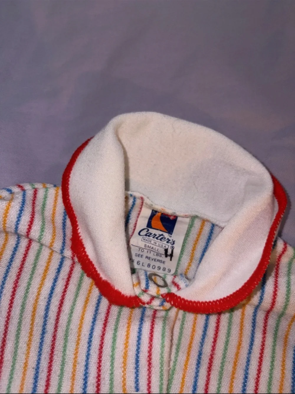 Vintage 1980s-1990s Carter's Rainbow Striped Footie Pajamas